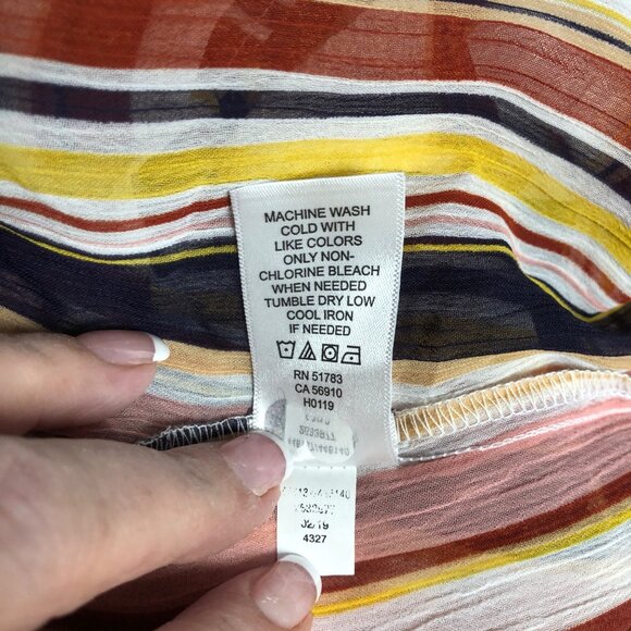 Maurices Striped Multicolor Sheer Blouse Womens Size Medium Lightweight Boho - Picture 8 of 9